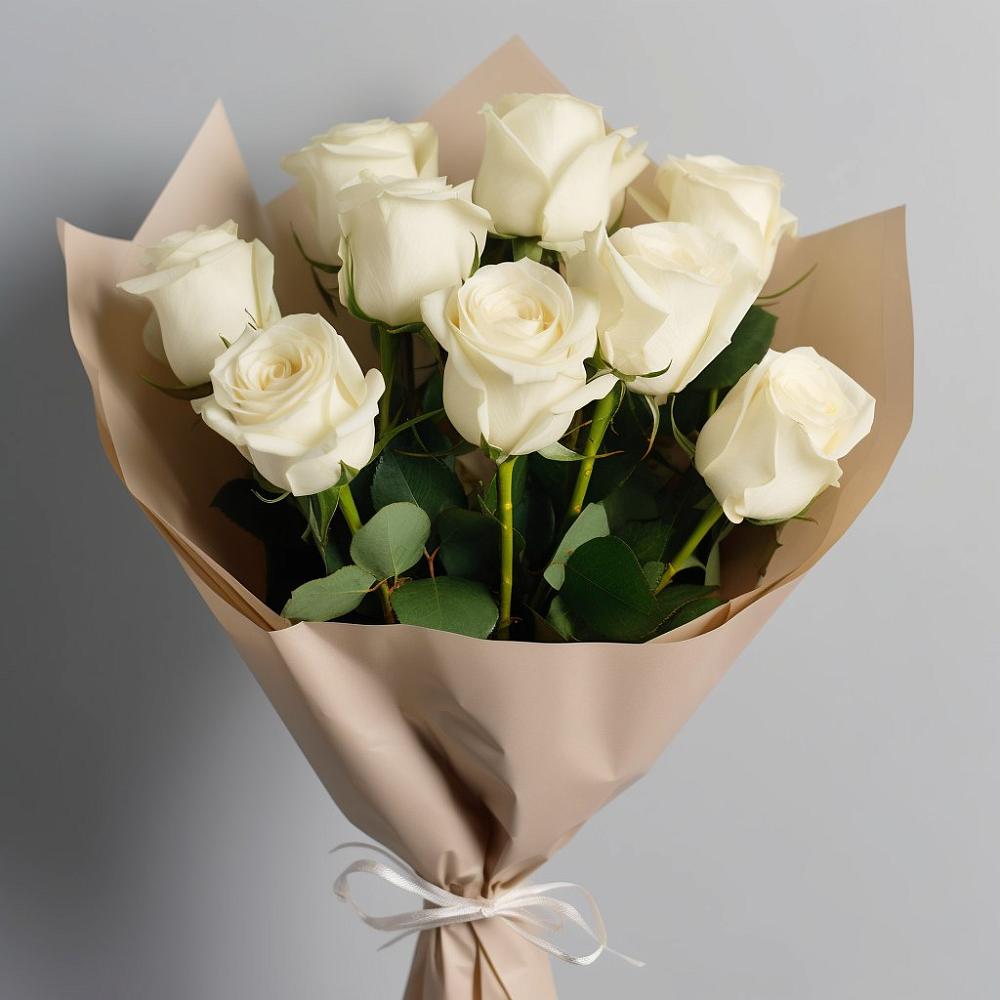 Букет 9 Белых роз Эдлесс Лав в Заречном Свердловской области