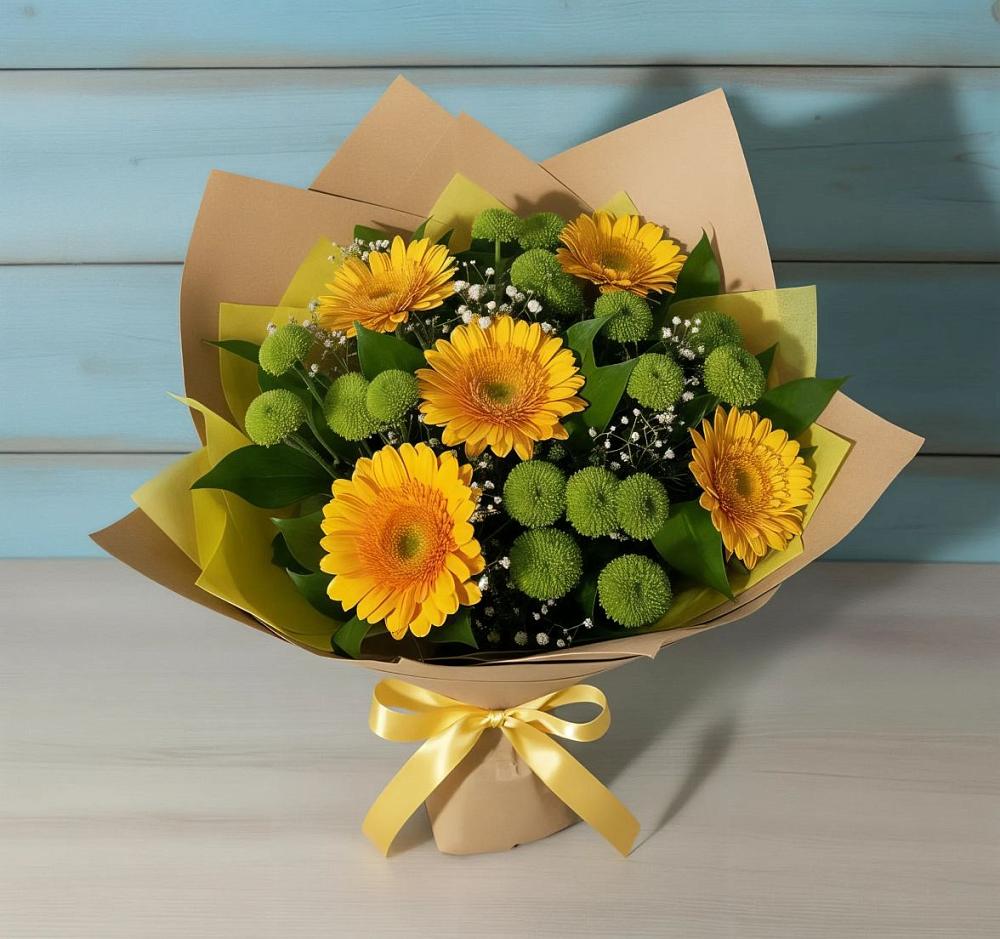 Букет цветов из: Герберы и Хризантемы в Заречном Свердловской области