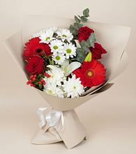 Букет цветов из:  Розы, Хризантемы, Герберы и Лилии в Заречном Свердловской области