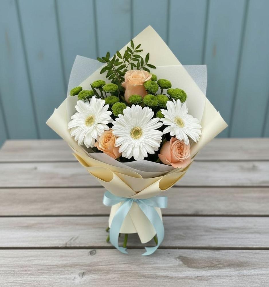 Букет цветов из: Герберы, Розы и Хризантемы в Заречном Свердловской области