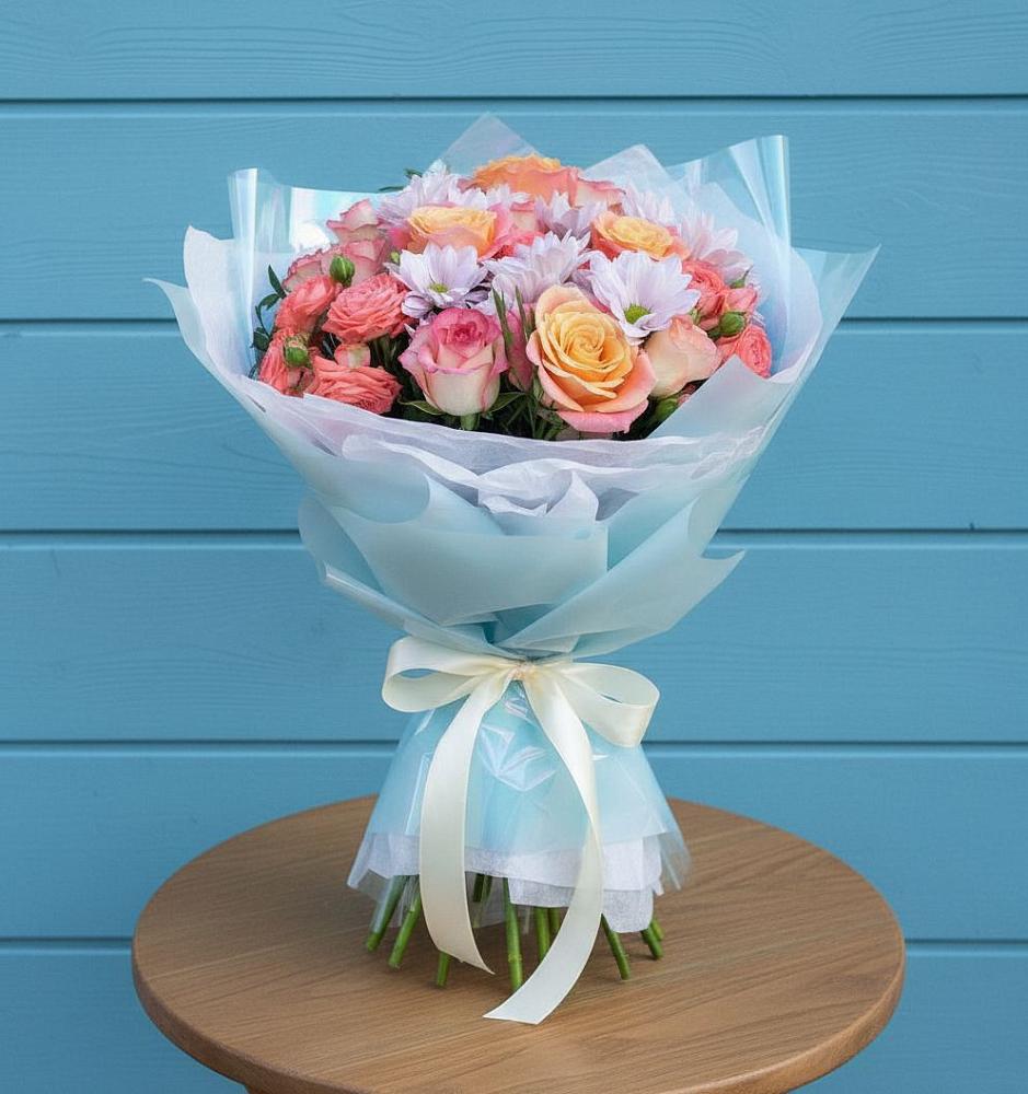 Букет цветов из: Хризантемы и Розы в Заречном Свердловской области