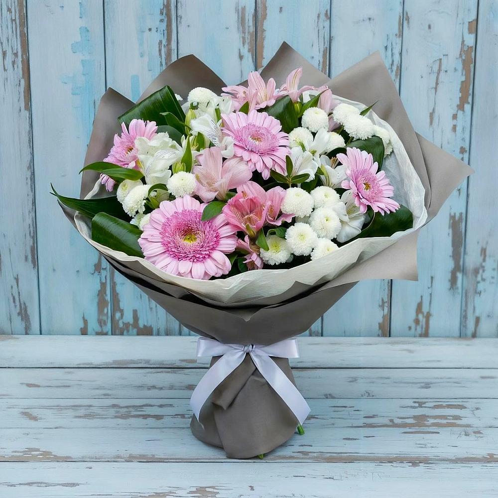 Букет цветов из: Герберы, Альстромерии и Хризантемы в Заречном Свердловской области